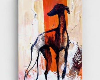 Lienzo abstracto con estampado de galgo negro: Galgo Español Arte de pared