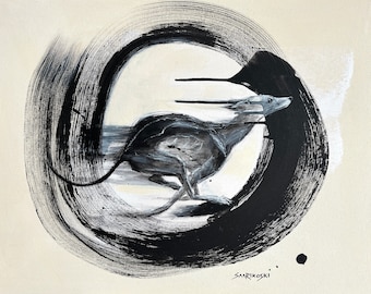 Stampa giclée "Greyhound Zen Circle": arte murale astratta con levriero.