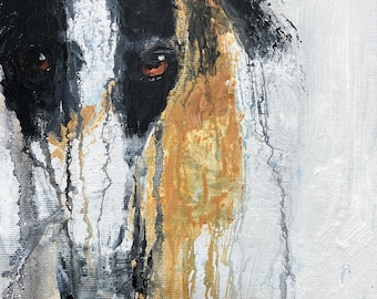 Svartvitt Greyhound Giclée-tryck: Abstrakt Galgo Espanol-väggkonst