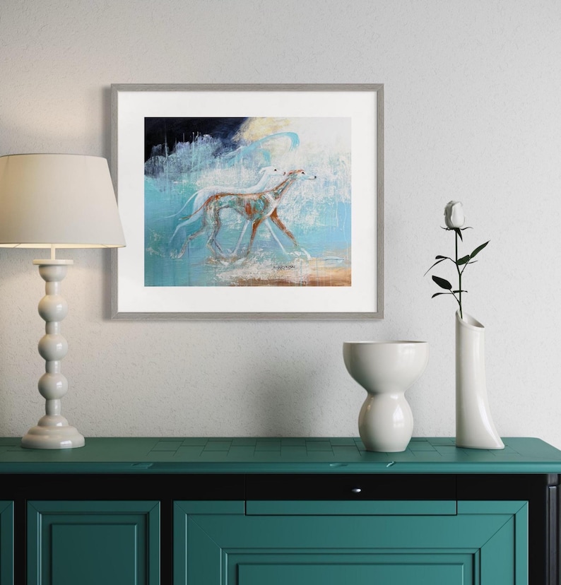 Abstract Greyhound Art Print, Galgo Espanol Birthday Gift, Brindle Whippet Wall Art, image 2