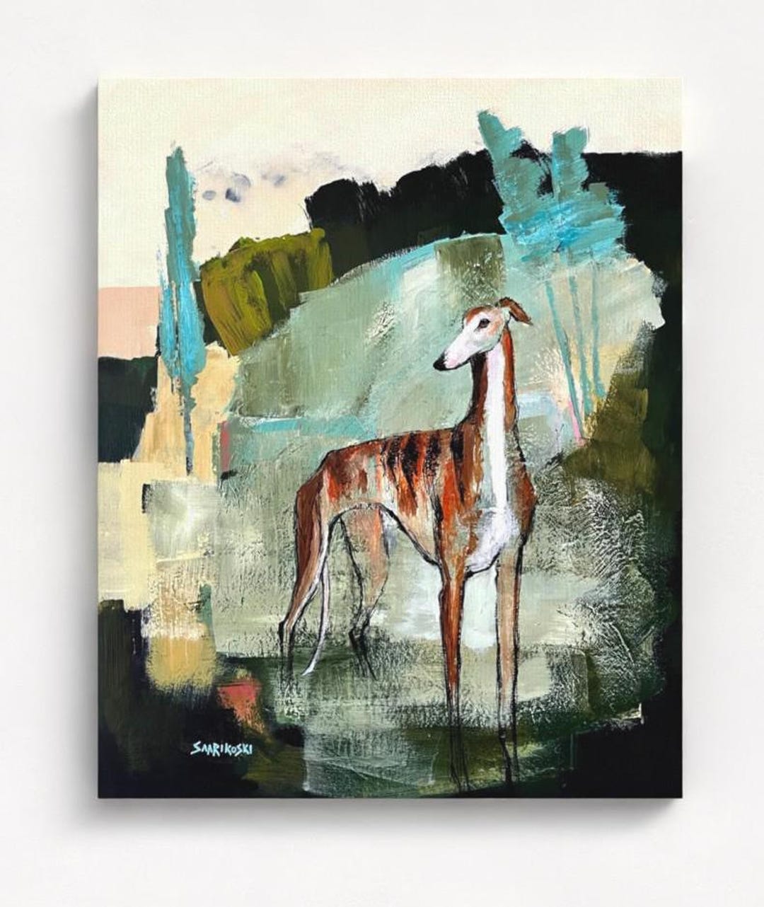 Brindle Greyhound Abstract Canvas Print: Galgo Espanol Sighthound Art ...