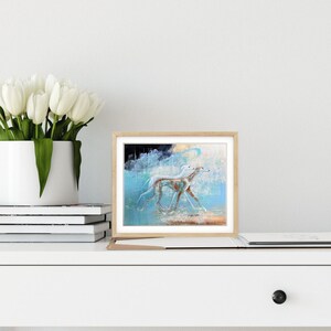 Framed 10x8"(20x25cm) print of two greyhounds from the painting by Louise Charles-Saarikoski.