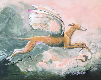 Angel Greyhound Art Print: Galgo Espanol Giclée Fine Art