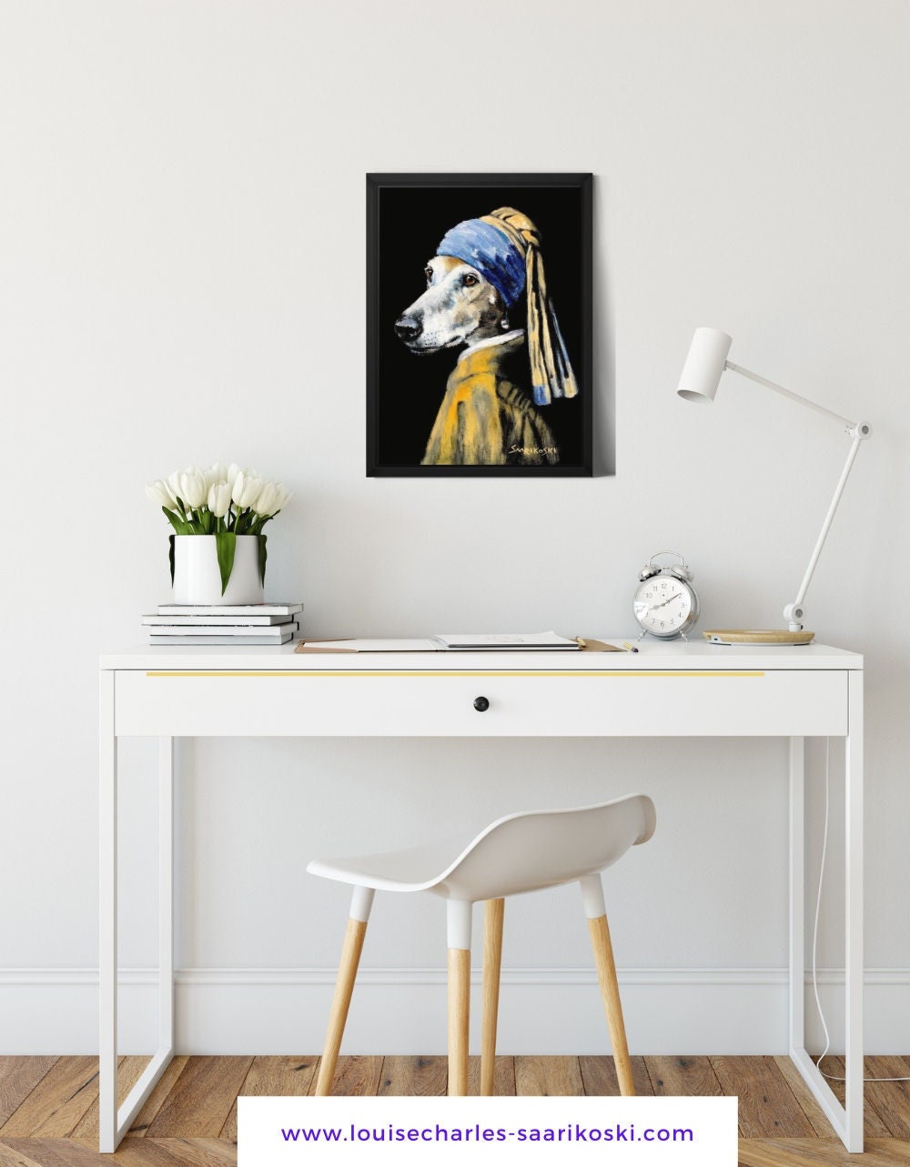 Galgo With a Pearl Earring Canvas Art Print in a Black Float - Etsy