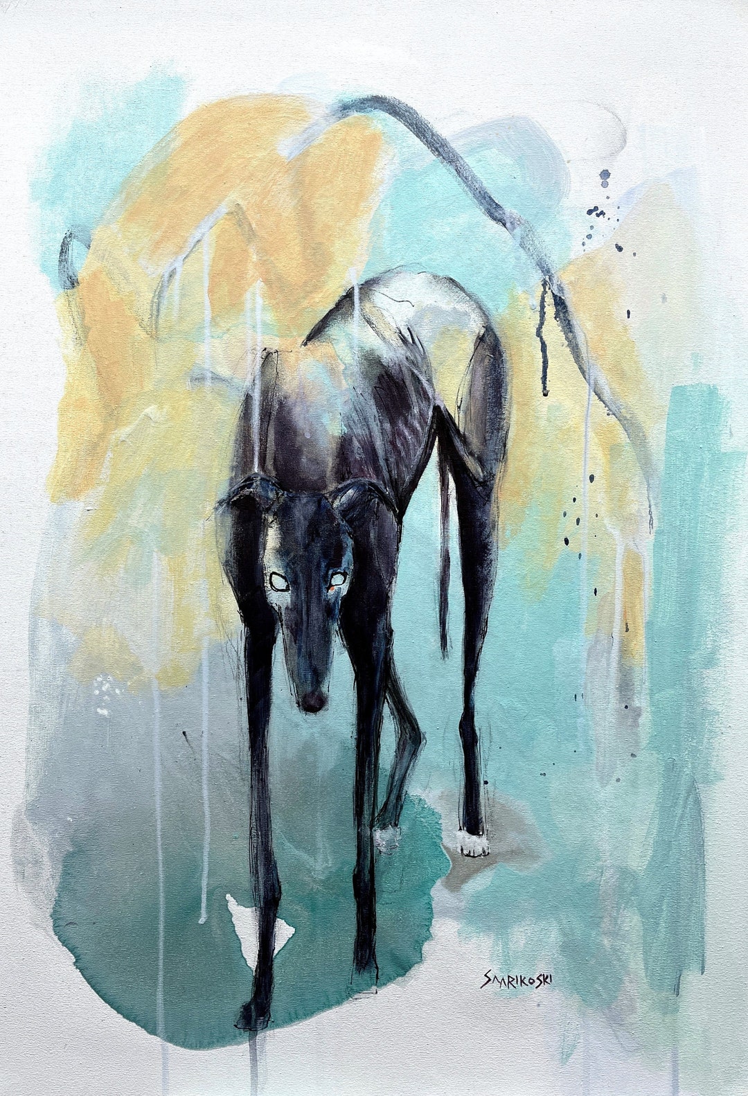 Black Greyhound Abstract Art Print, Galgo Espanol Mothers Day Gift ...