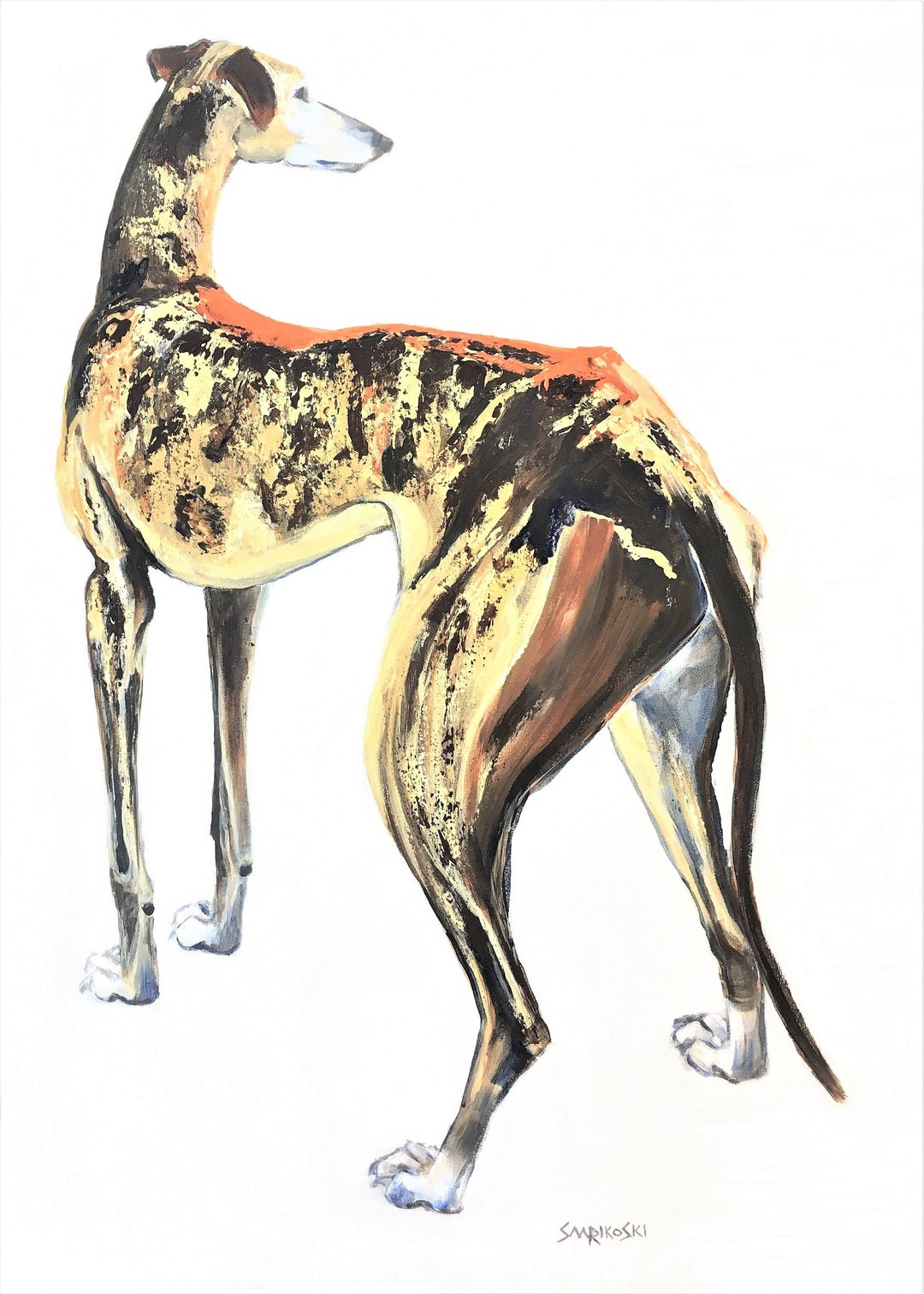 Brindle Greyhound Art Print Abstract Galgo Espanol Painting - Etsy