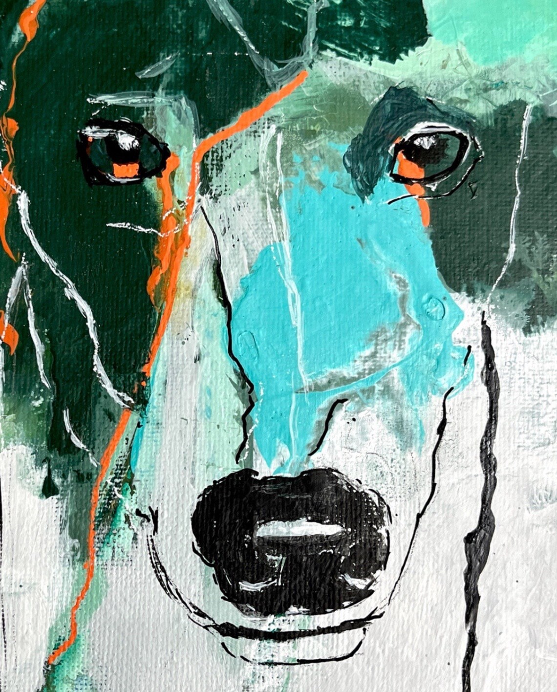 Abstract Greyhound Giclée Art Print, Galgo Espanol Green and Orange ...
