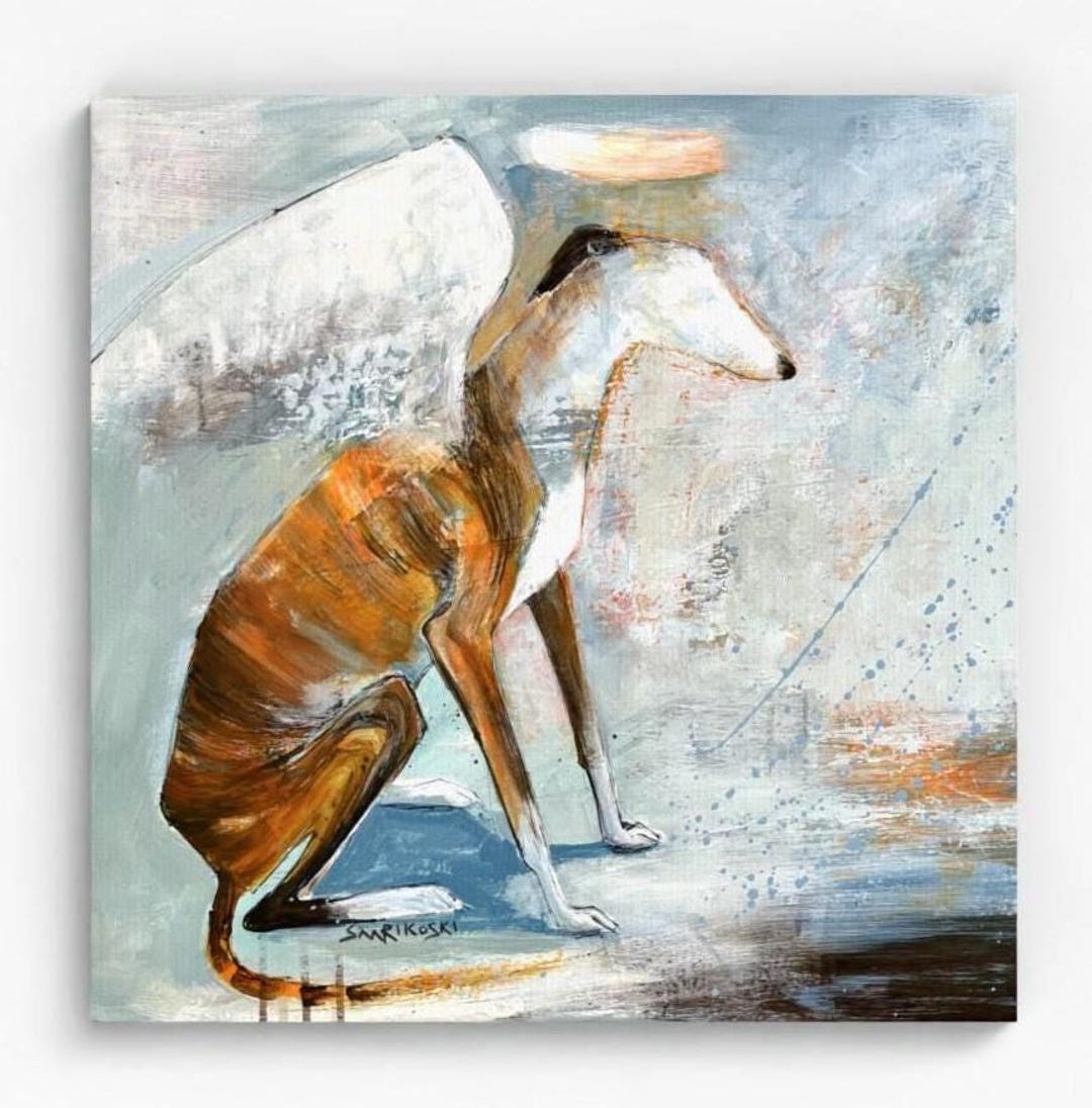 Abstract Angel Greyhound Canvas Print: Brindle Whippet Memorial Wall ...