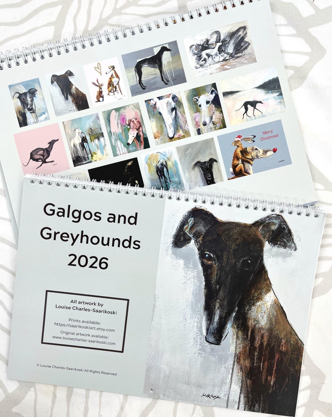 Greyhound and Galgo Espanol Art Calendar 2026 by Saarikoskiart ...