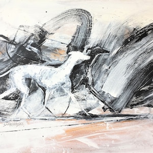 Greyhound Abstract Art Print, Galgo Espanol Painting Father's Day Gift, present for him, Whippet Wall Art, Two Sighthounds