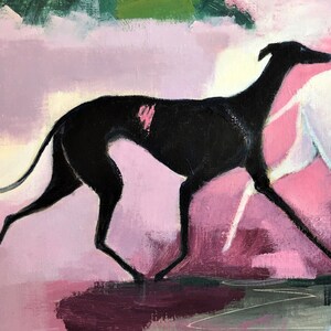 Greyhound Abstract Art Print: Pink & Green Galgo Espanol Home Decor - Etsy