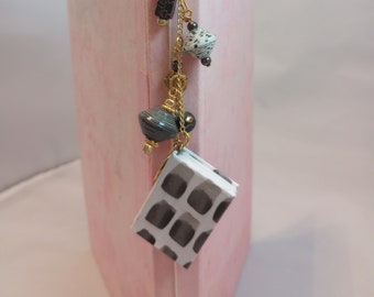 Black and Gold Mini Book Dangle