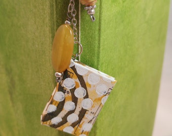Yellow and Black Dotted Book Dangle