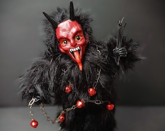 Krampuslauf Krampus Figure, Creepy Christmas doll, Krampusnacht, Devil Krampus doll, Horror Christmas, Folklore Krampus Christmas