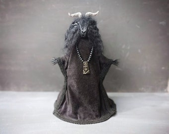 Black Phillip Goat Art doll, The Witch, Baphomet, Gothic Decor, Witchcraft, Occult, Pagan, Devil, Dark Academia