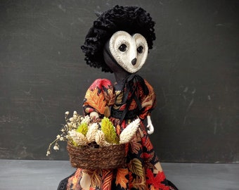 Anthropomorphic Owl doll, Halloween Witch Owl, Halloween Decoration, Witchy Gift, Forest Habitant, Autumn