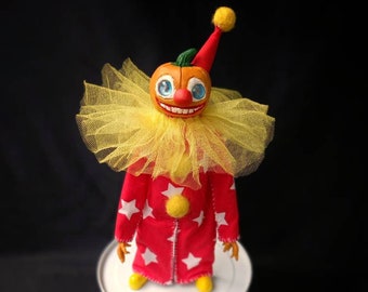 Kürbis Poseable Art Doll, Clown Ooak Puppe, Halloween Dekor, The Night Circus