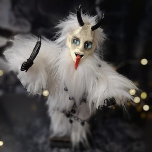 Krampus Art Doll – Gothic Xmas Decor, Creepy Yule Gift, Dark Folklore Holiday