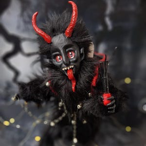 Krampus Art Doll – Gothic Xmas Decor, Creepy Yule Gift, Dark Folklore Holiday