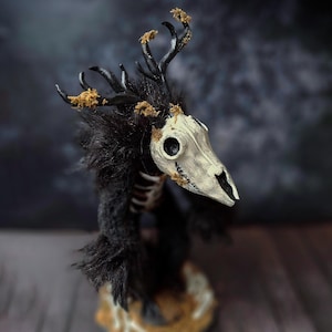 Handcrafted Wendigo Art Doll: Gothic Cryptid Sculpture