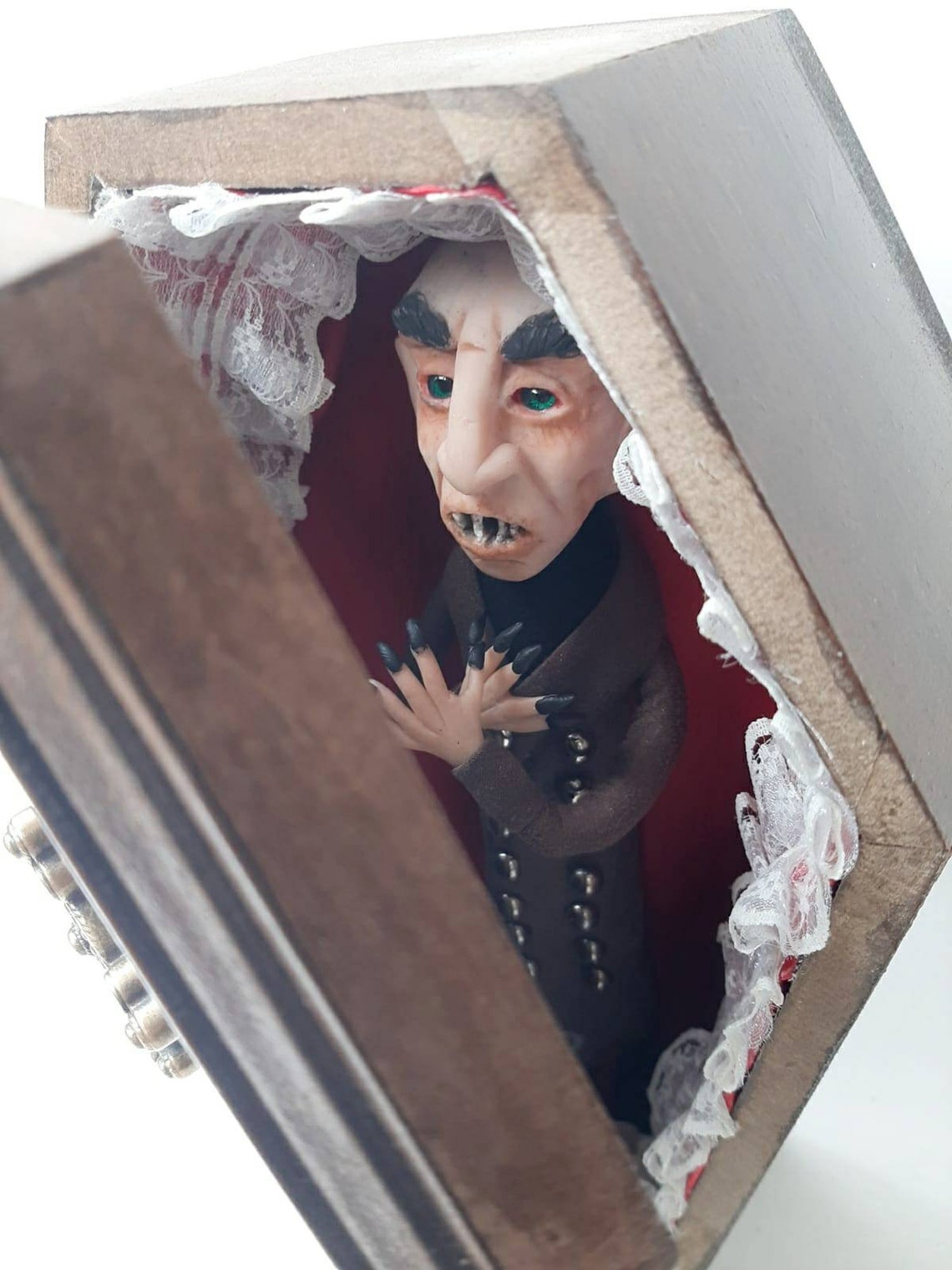 Nosferatu in Handmade Wooden Coffin Box One of a Kind Vampire | Etsy