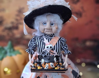 Handcrafted Witch Art Doll - Magical Home Decor