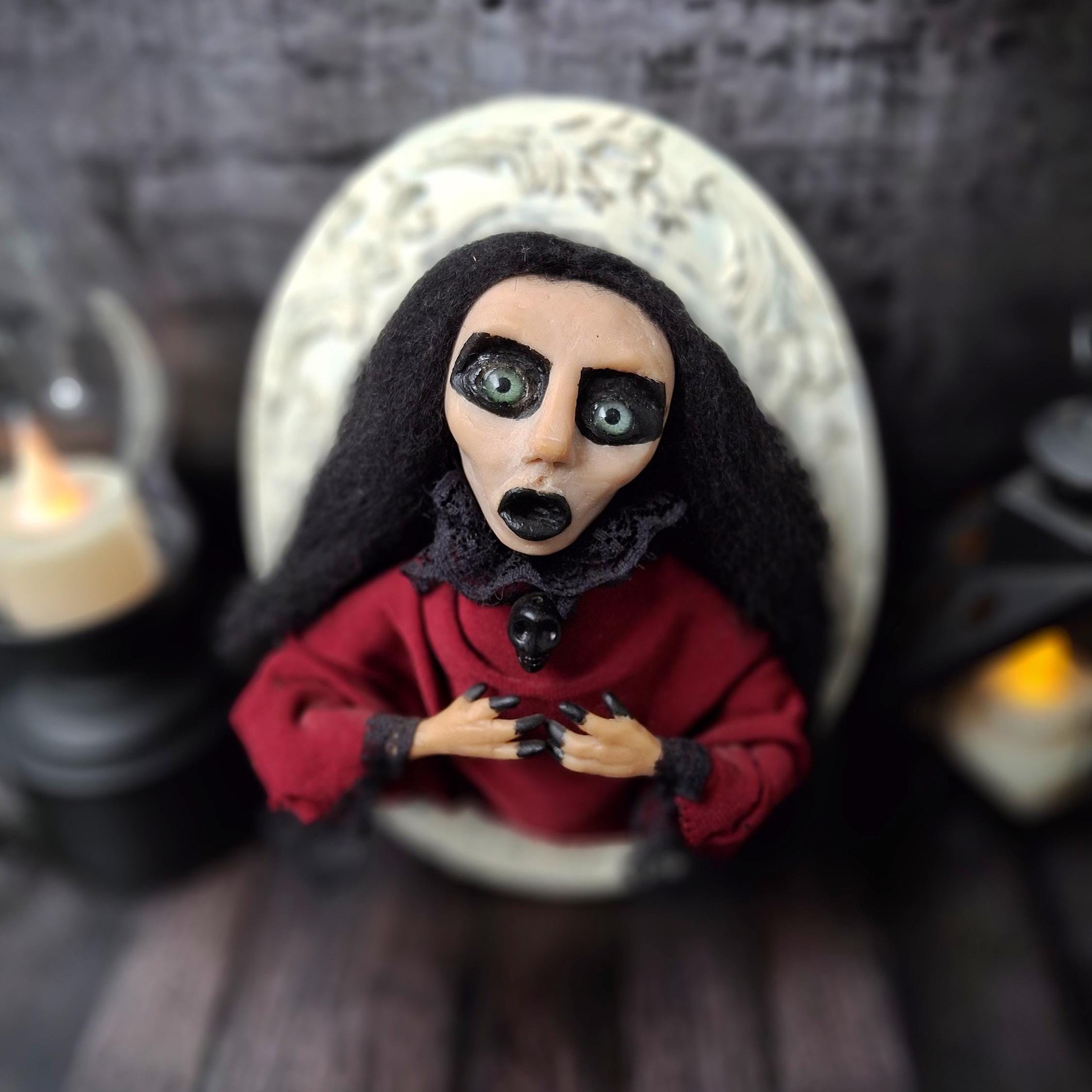 Haunted Ghost Doll – OOAK Macabre Figurine, Gothic Halloween Decor, Spooky Horror Art