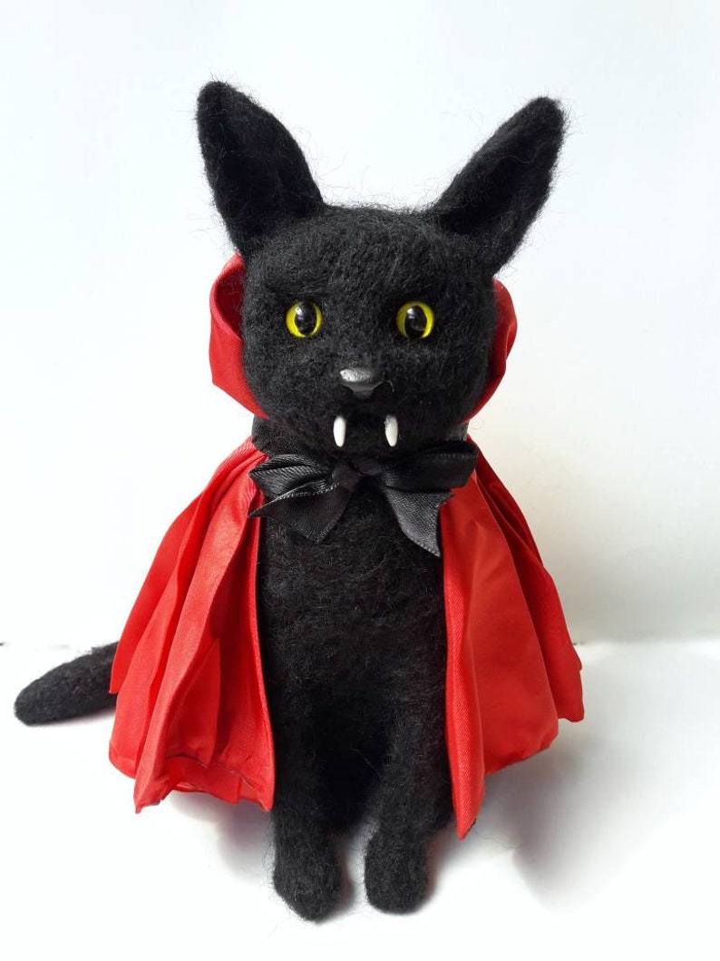 Lord of Night / Cat-cula / Black Cat Vampire Dracula Art Doll image 0