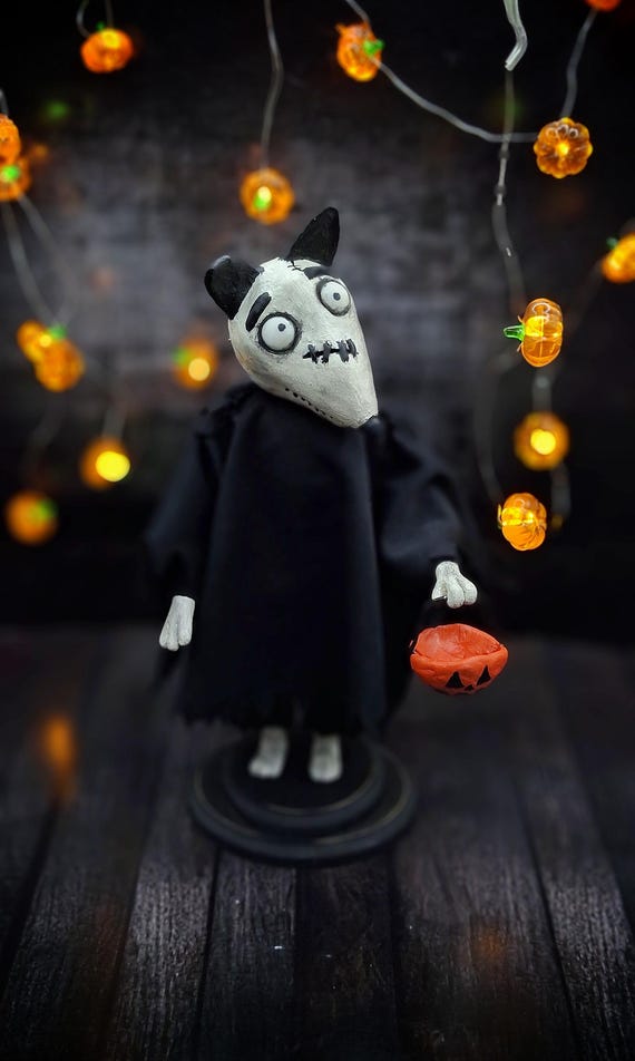 Sparky Halloween Art Doll - Gothic Trick or Treat Decoration