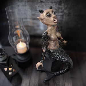 Mystical Gothic Siren Head & Mermaid Art – Mythical Fantasy Creature Sculptures - Decor