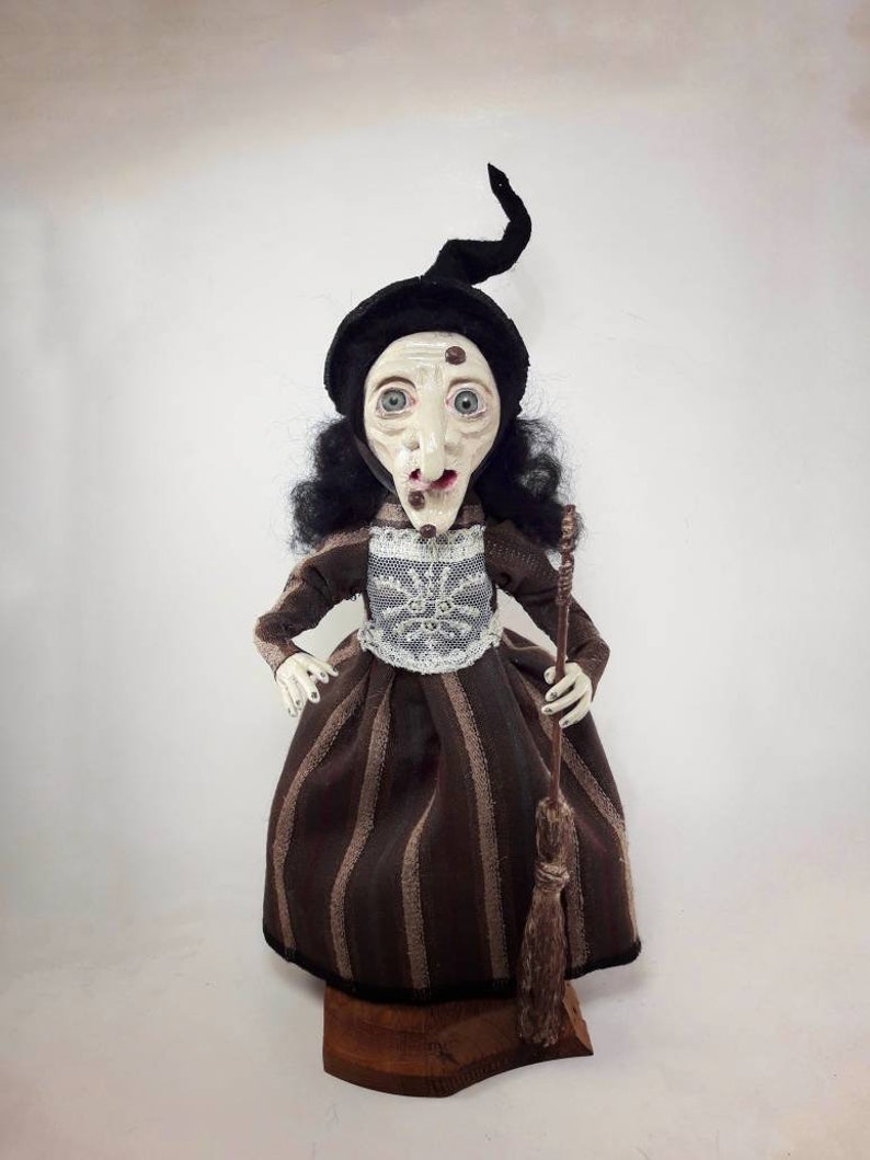 Griselda Polymer Clay Witch Artdoll Sculpture Figure image 0