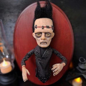 Handmade Frankenstein Monster Art Doll: Gothic Horror Halloween Decor