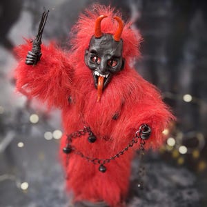 Krampus Art Doll – Gothic Xmas Decor, Creepy Yule Gift, Dark Folklore Holiday
