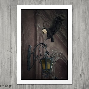 Masked crow surreal art print