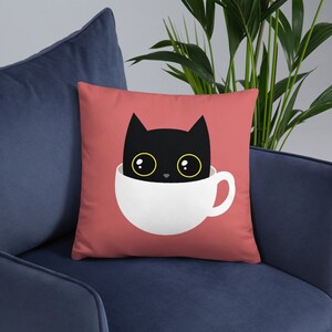 Cute coffee cat pillow