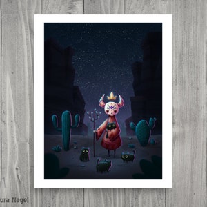 schattige suikerschedel en zwarte katten Halloween decoratie donkere cottagecore decor gotische kattenprint surrealistische woestijn
