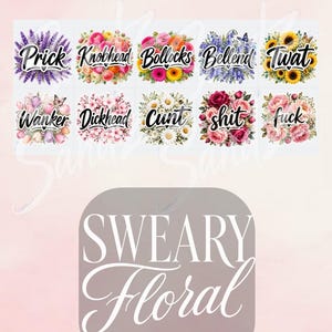 Sweary Floral Sticker Pack | Funny PNG Planner Journal Stickers (Digital Download)