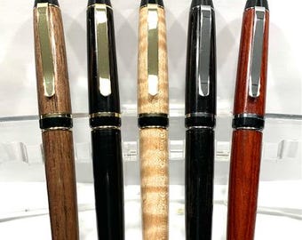 Cigar Pen Deluxe, Handturned, Handmade, Custom Detailing, Twist Pen, Ballpoint Refill, Beautiful Exotic Woods, Excellent Writing Tool