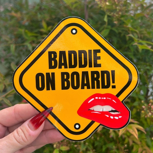 Baddie on Board, Yield Sign - Funny, Colorful, Vinyl, Die-Cut Stickers (3"x3", 5"x5")