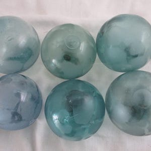 6 Net Patterned Alaska Beach Combed Japanese Glass Floats