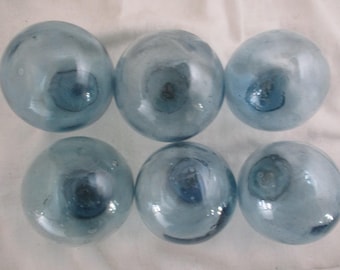 Six Blue Glass Floats Alaska Beach Combed