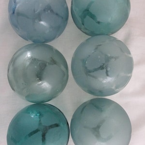 6 Net Patterned Alaska Beach Combed Japanese Glass Floats