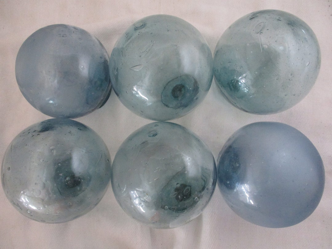 Six Blue Glass Floats Alaska Beach Combed Etsy