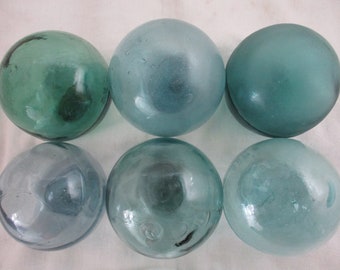 Six Different Colored Authentic Japanese Glass Floats, Alaska Beach Combed