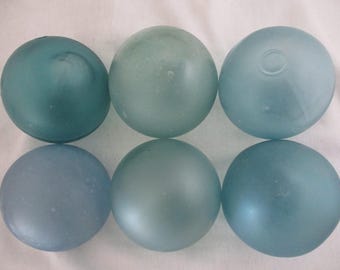 Six Antique Frosted Japanese Glass Floats, Beach Combed from Alaska