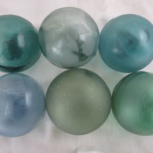 Six Different Colored Authentic Japanese Glass Floats, Alaska Beach Combed