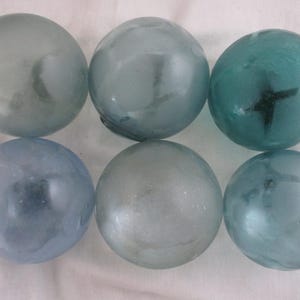 6 Net Patterned Alaska Beach Combed Japanese Glass Floats