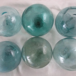 Six Different Colored Authentic Japanese Glass Floats, Alaska Beach Combed
