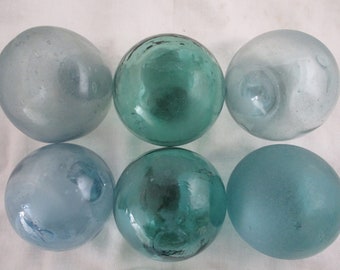 Six Different Colored Authentic Japanese Glass Floats, Alaska Beach Combed