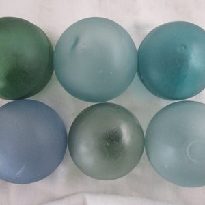 Six Frosted Antique Beach Combed Japanese Glass Floats from Alaska